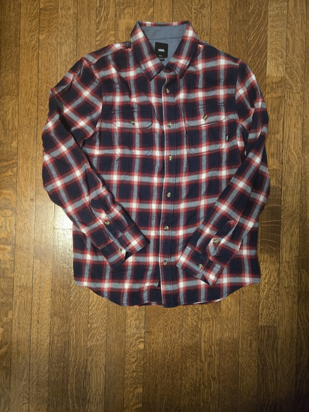 Vans Men's Red & Navy Plaid Flannel Shirt